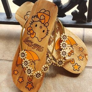 Adorably fun Hello Kitty Wooden Flip Flop Sandal